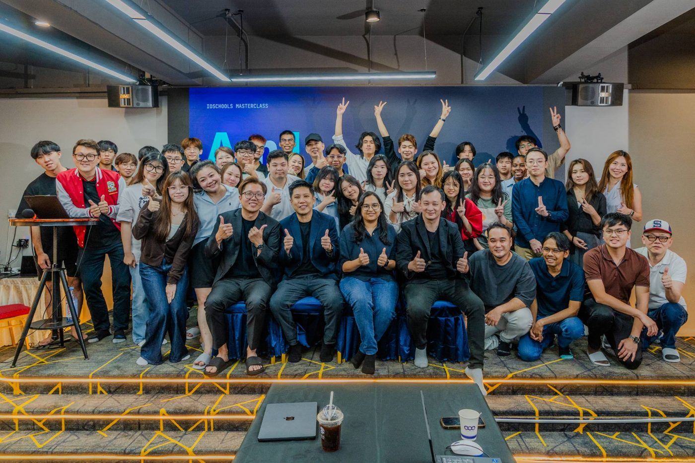Group photo of masterclass participants with Alexis