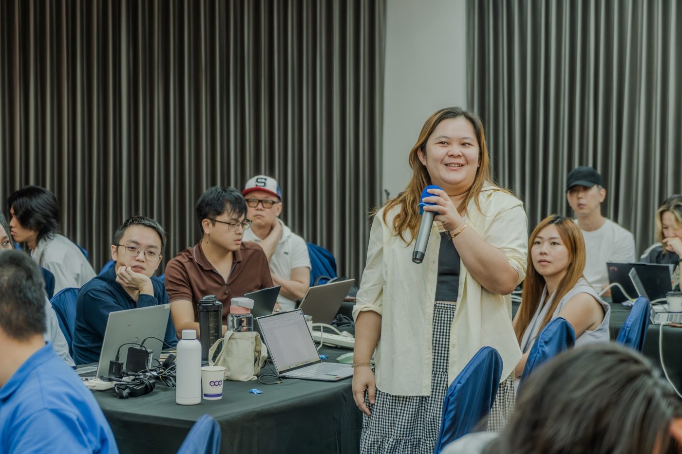 A participant asking a question